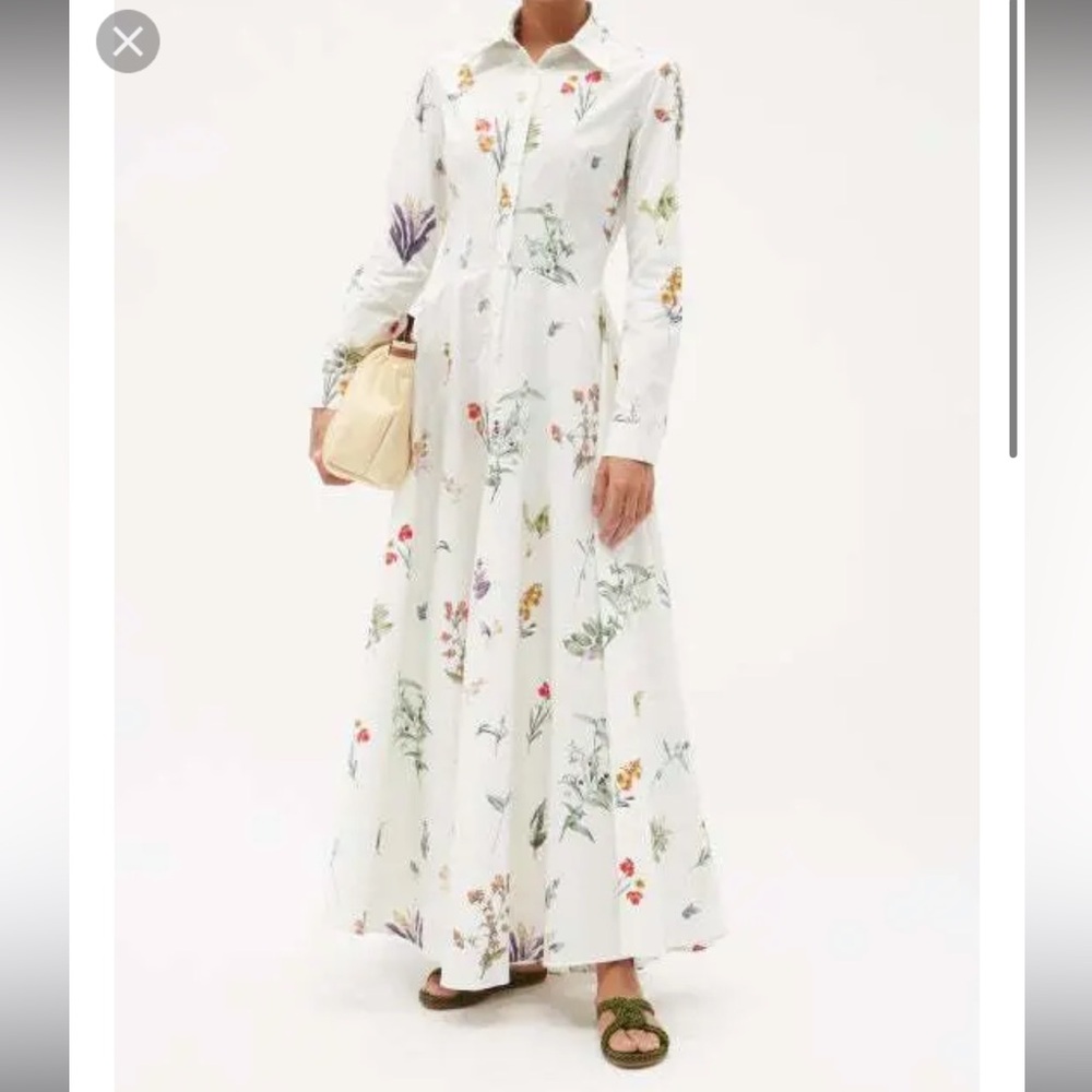 Evi Grintela Floral Print Long Sleeve Maxi Dress - White Size M